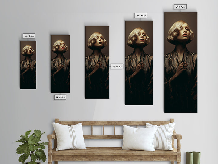 Woman with Dramatic Bob Haircut in Art Canvas Print, Hair Salon Art, Digital Prints, Living Room Decor, Fine Art, Style, HSA-1x3-40