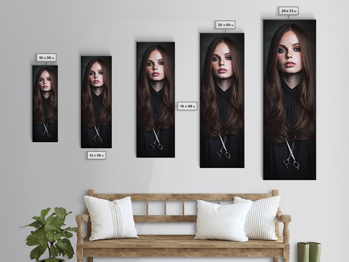 Glamour Face Portrait Canvas Print, Hair Salon Art, Contemporary Art, Living Room Decor, Fine Art, Style, Modern Art, HSA-1x3-44