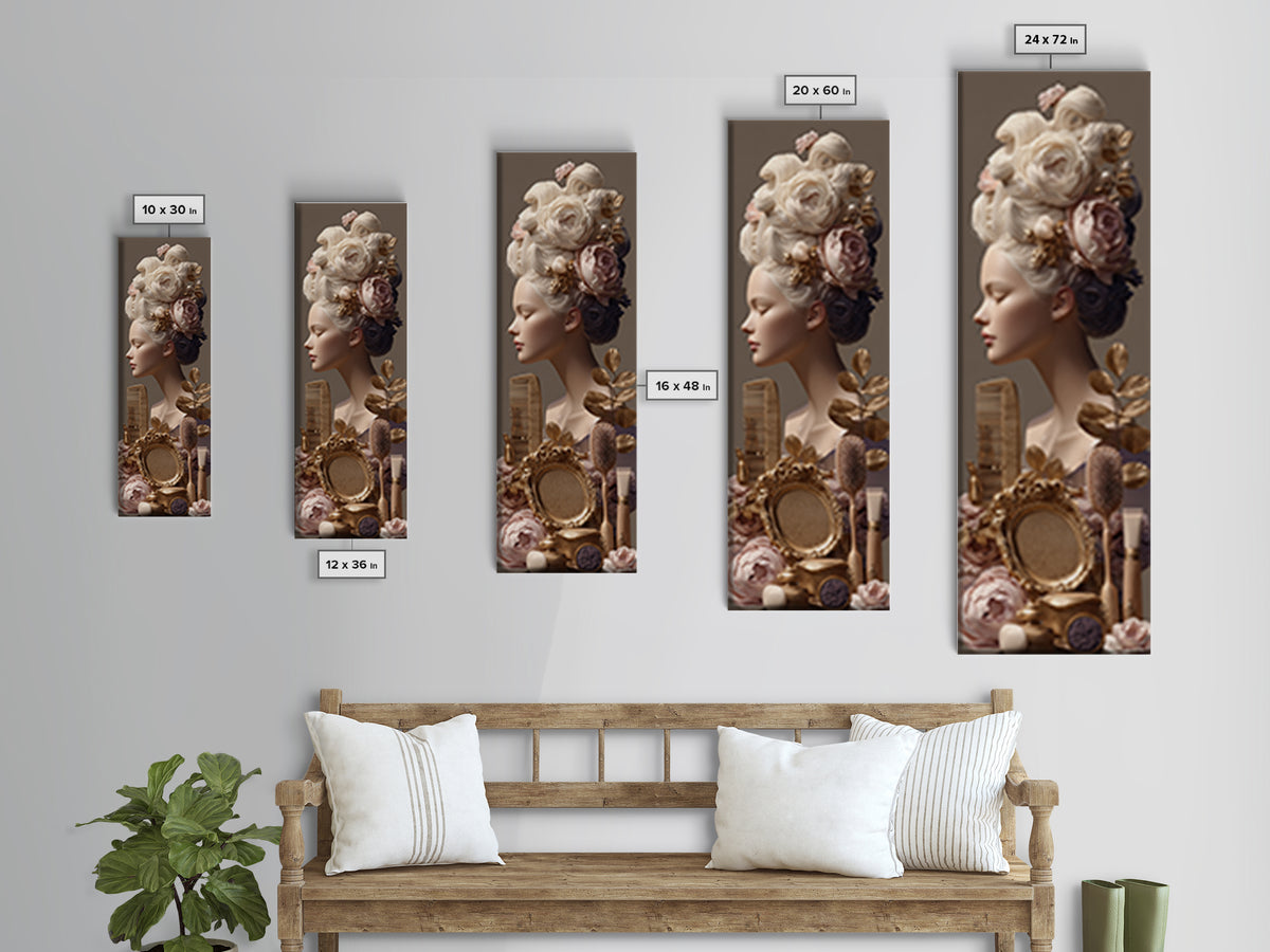 Baroque Mirror and Comb Still Life Canvas Print, Hair Salon Art, Hairdresser Gift, Living Room Decor, Fine Art, Style, HSA-1x3-5