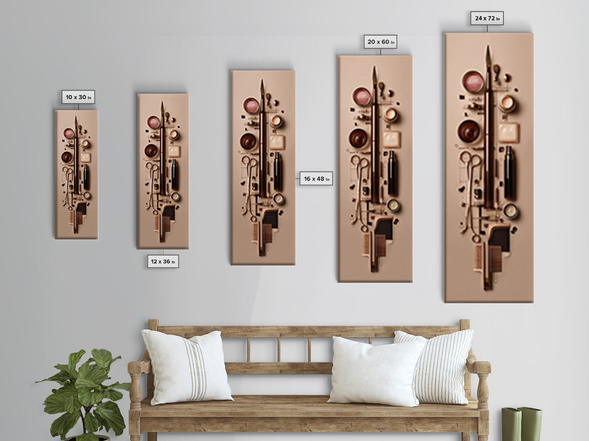 Rose Gold Salon Tool Still Life Framed Canvas Print, Hair Salon Art, Salon, Living Room Decor, Fine Art, Style, HSA-1x3-50