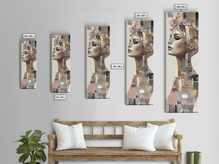 Mod 1960s Beauty Portrait Canvas Print, Hair Salon Art, Black Wall Art, Living Room Decor, Fine Art, Style, Afrocentric Art, HSA-1x3-55