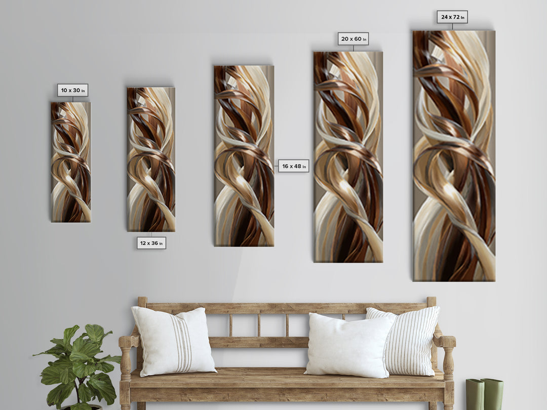 Hair Strands Turning into Abstract Ribbons Canvas Print, Hair Salon Art, Modern Decor, Living Room Decor, Fine Art, Style, HSA-1x3-57