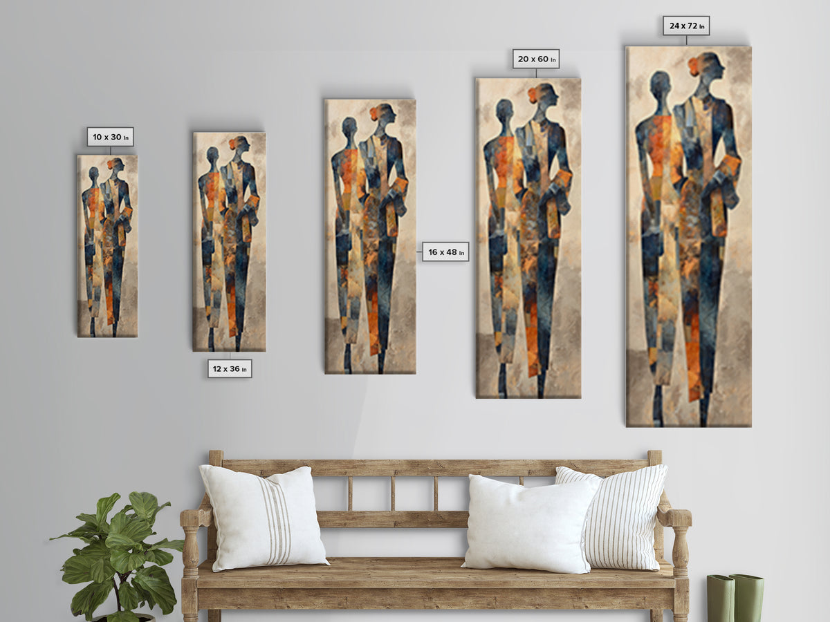 Fashion Portrait with Flowing Glossy Hair Framed Canvas Print, Hair Salon Art, Textured Painting, Living Room Decor, Style, HSA-1x3-61