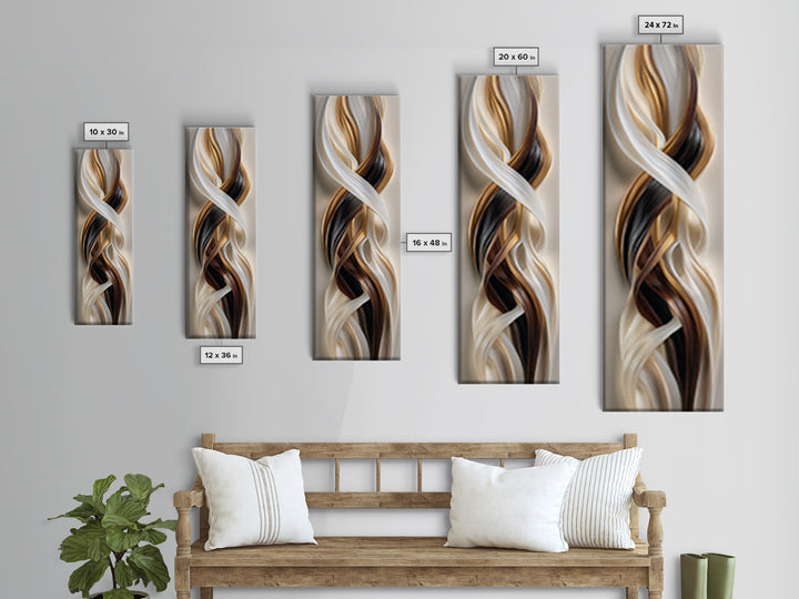Abstract Hair Strands Forming Elegant Waves Canvas Print, Hair Salon Art, Digital Download Art, Living Room Decor, Abstract Art, HSA-1x3-63