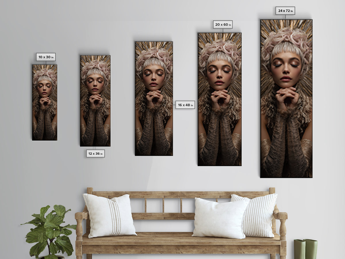 Glamour Face Portrait Canvas Print, Hair Salon Art, Black Wall Art, Living Room Decor, Oil Painting, Style, Afrocentric Art, HSA-1x3-68