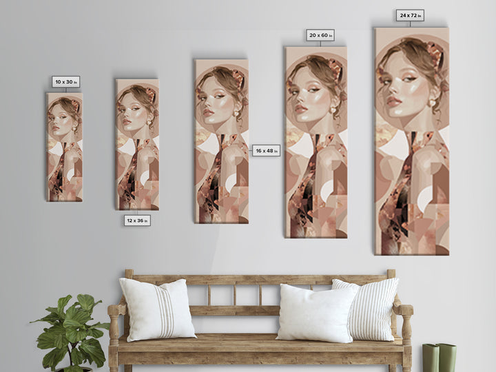 Mod 1960s Beauty Portrait Canvas Print, Hair Salon Art, Contemporary Art, Living Room Decor, Oil Painting, Style, Modern Art, HSA-1x3-7