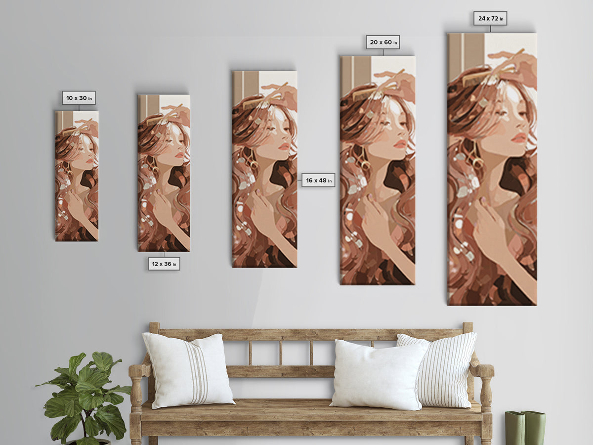 Elegant Hands Styling Hair Canvas Print, Hair Salon Art, Home Decor, Living Room Decor, Oil Painting, Style, Contemporary Art, HSA-1x3-82