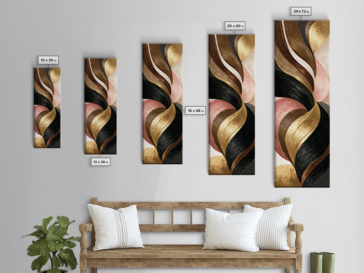 Luxury Black and Gold Beauty Emblem Framed Canvas Print, Hair Salon Art, Black Art, Living Room Decor, Fine Art, Style, HSA-1x3-84