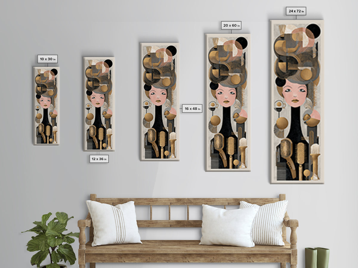 Hairdryer and Brush Canvas Print, Hair Salon Art, Minimalist Decor, Living Room Decor, Fine Art, Style, Black Wall Art, HSA-1x3-93