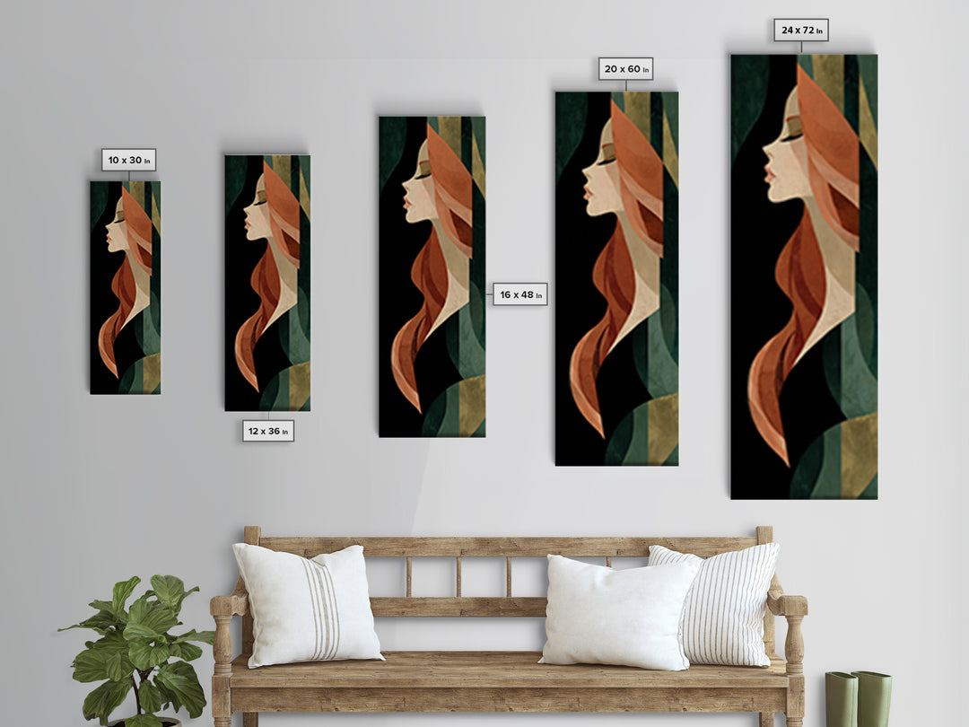 Copper Hair Silhouette Canvas Print, Hair Salon Art, Modern Decor, Living Room Decor, Fine Art, Style, Digital Prints, HSA-1x3-94