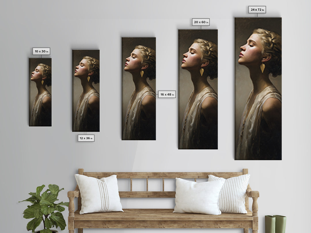 Minimal Female Profile Framed Canvas Print, Hair Salon Art, Black Owned Art, Living Room Decor, Abstract Art, Style, HSA-1x3-96