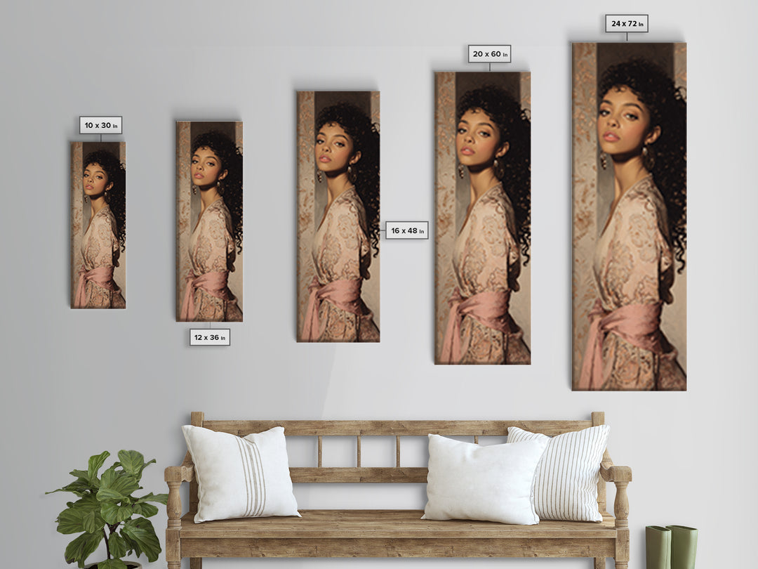 Curly Hair Portrait Canvas Print, Hair Salon Art, Hairdresser Gift, Living Room Decor, Fine Art, Style, Textured Painting, HSA-1x3-99