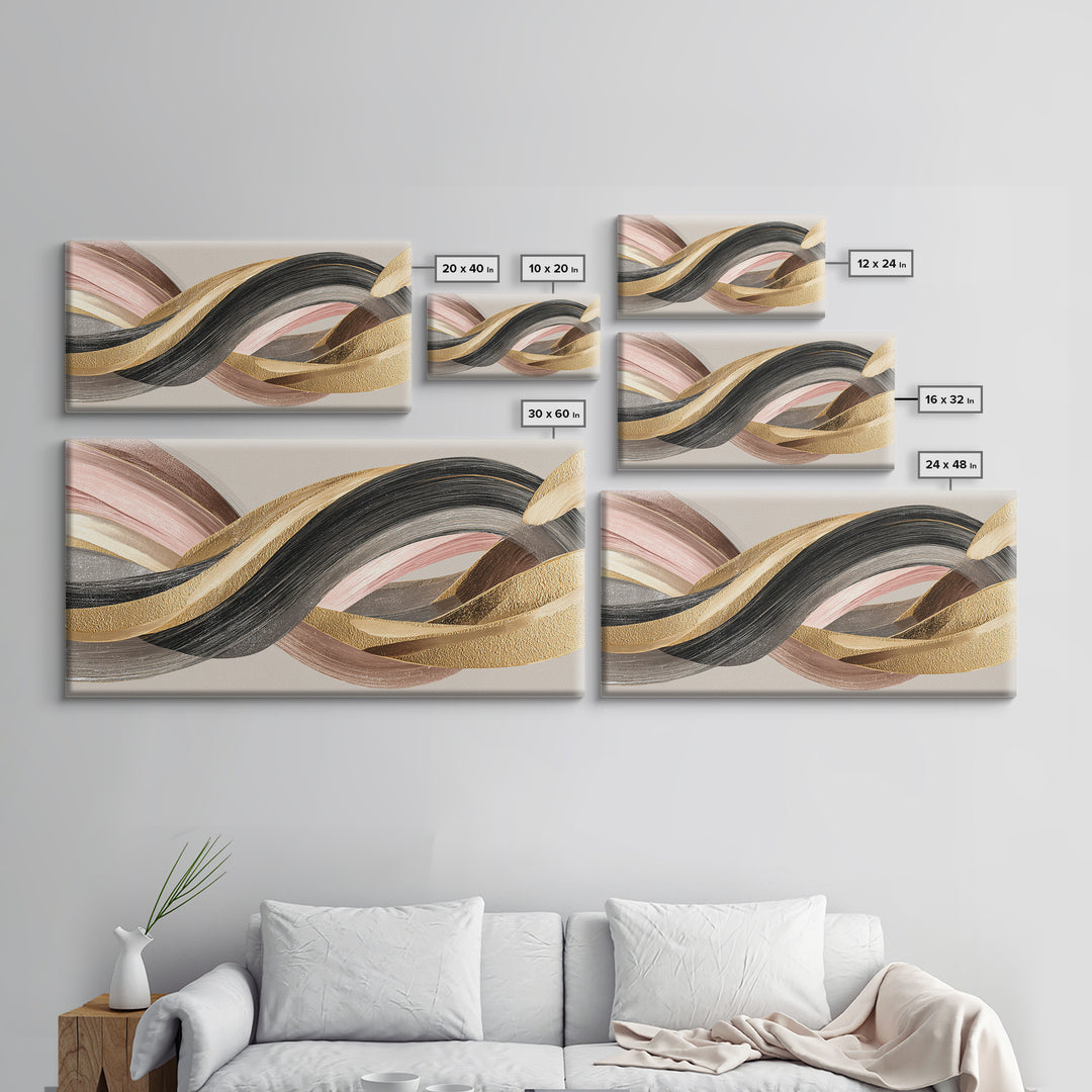 Hair Strands Turning into Abstract Ribbons Canvas Print, Hair Salon Art, Living Room Decor, Abstract Art, Style, HSA-2x1-17