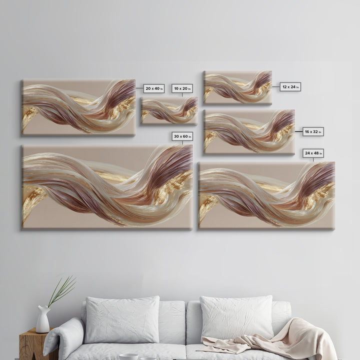Abstract Hair Strands Forming Elegant Waves Framed Canvas Print, Hair Salon Art, Digital Art, Living Room Decor, Abstract Art, HSA-2x1-23