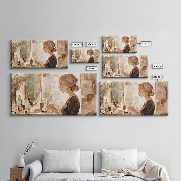 Minimal Female Profile Canvas Print, Hair Salon Art, Contemporary Art, Living Room Decor, Oil Painting, Style, Modern Art, HSA-2x1-32