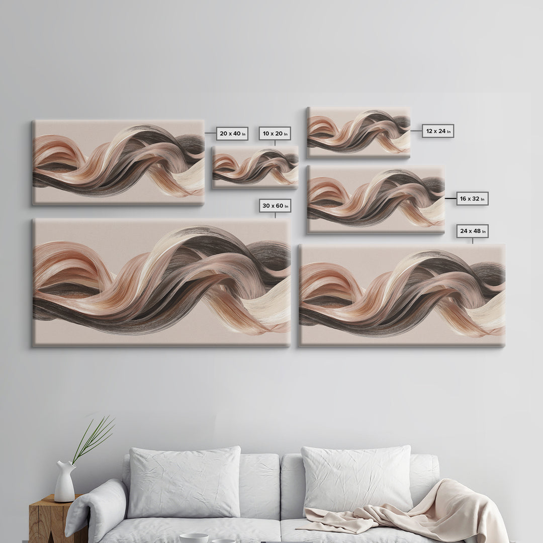 Abstract Hair Strands Forming Elegant Waves Canvas Print, Hair Salon Art, Modern Art, Living Room Decor, Abstract Art, Style, HSA-2x1-47