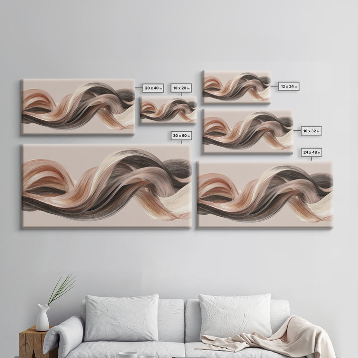 Abstract Hair Strands Forming Elegant Waves Canvas Print, Hair Salon Art, Modern Art, Living Room Decor, Abstract Art, Style, HSA-2x1-47