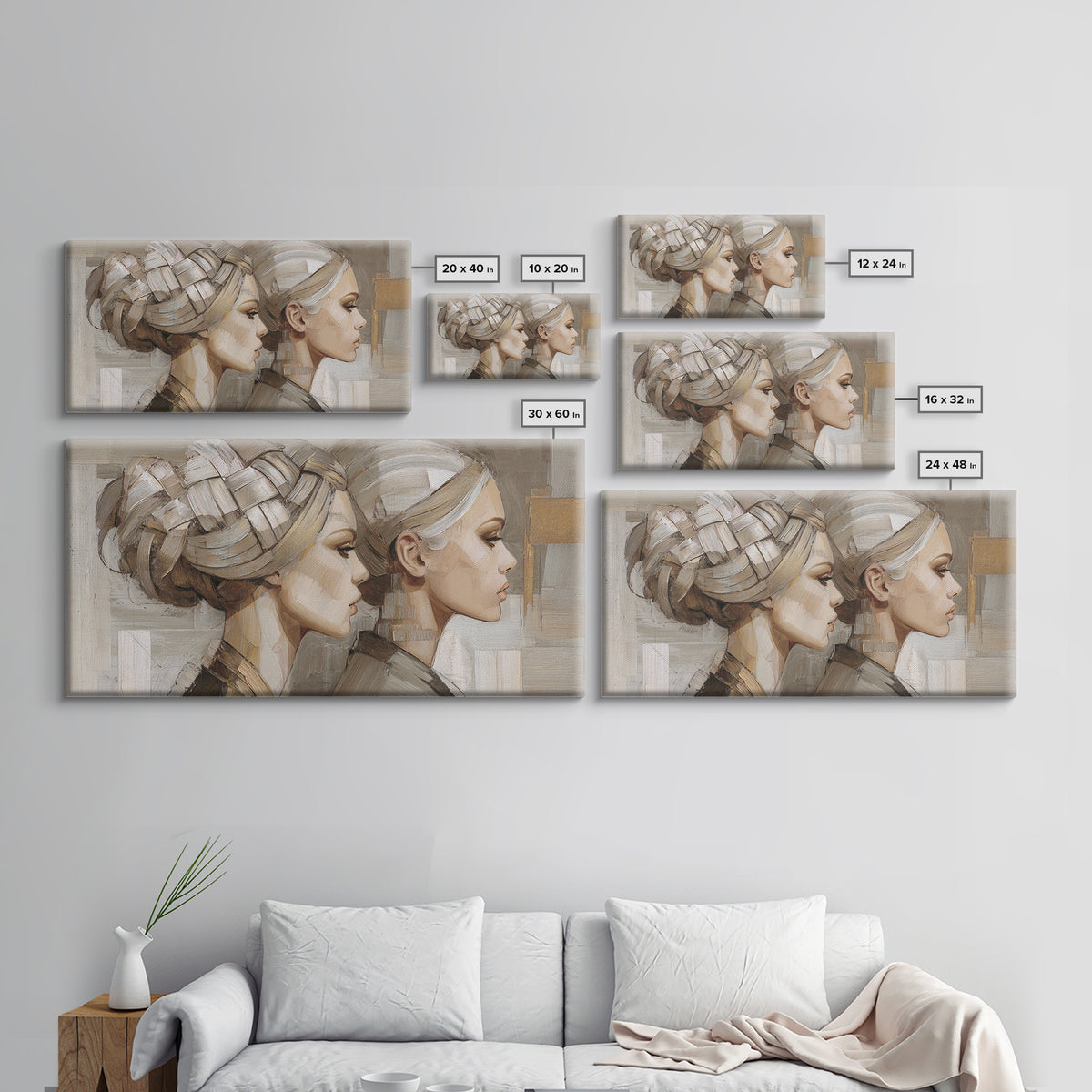 Braided Hairstyle Study Framed Canvas Print, Hair Salon Art, African American Art, Living Room Decor, Fine Art, Style, HSA-2x1-55