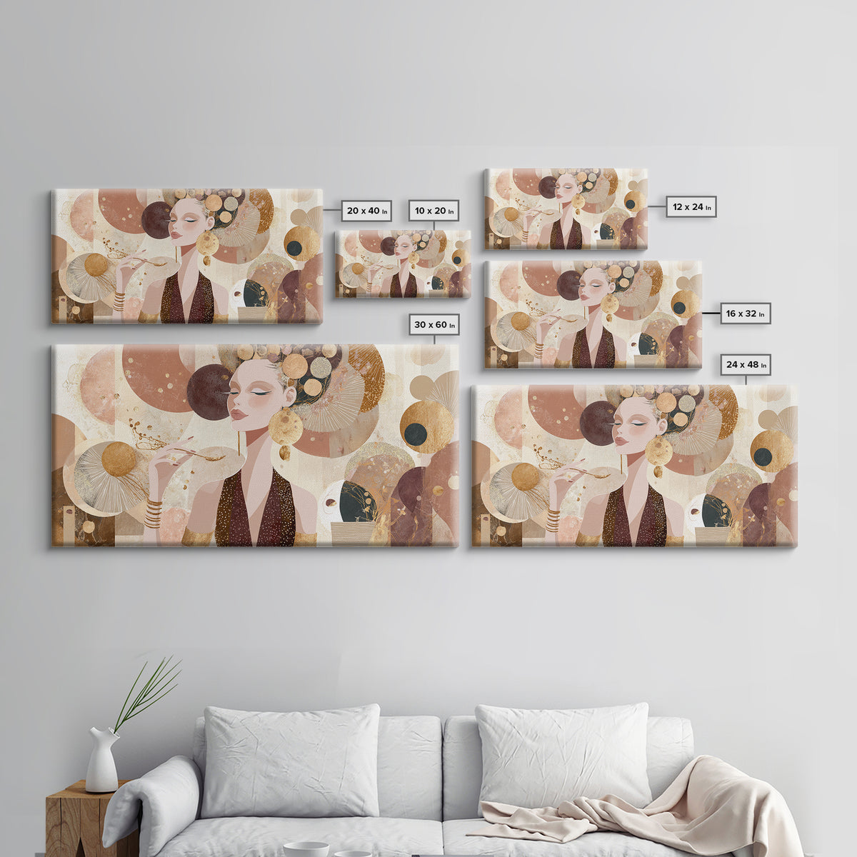 Colorful Fashion Illustration of a Stylish Woman Canvas Print, Hair Salon Art, Living Room Decor, Oil Painting, Style, HSA-2x1-57
