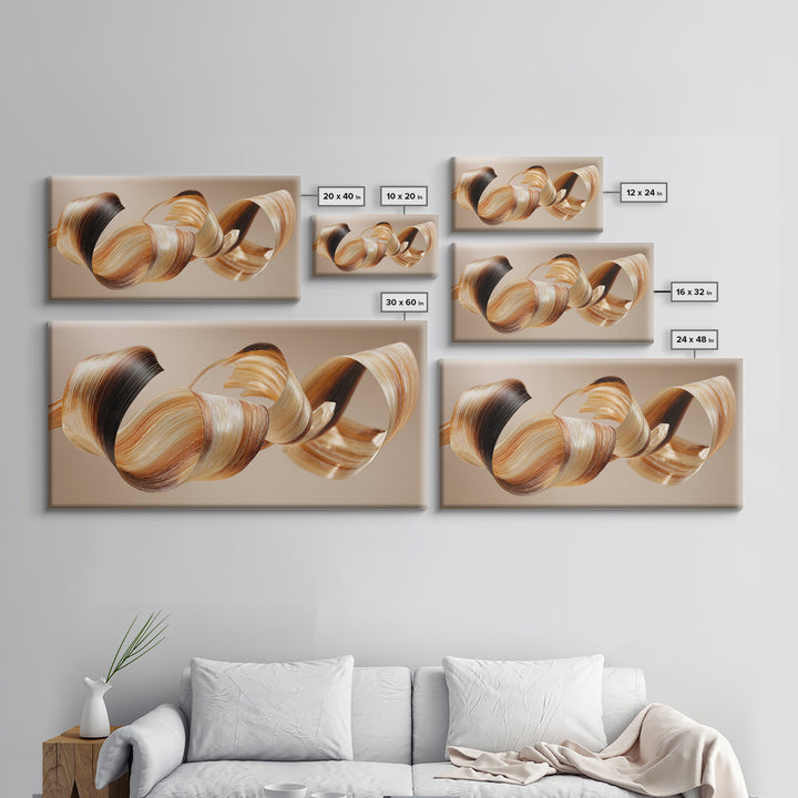Hair Strands Turning into Abstract Ribbons Framed Canvas Print, Hair Salon Art, Art Print, Living Room Decor, Fine Art, Style, HSA-2x1-65