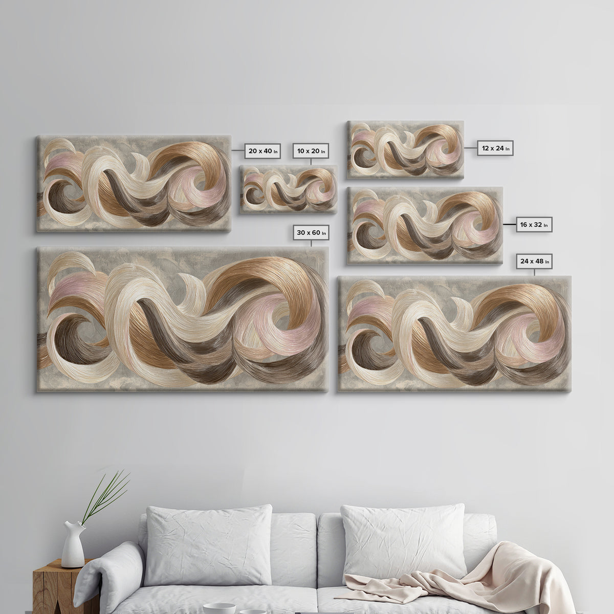 Abstract Hair Strands Forming Elegant Waves Canvas Print, Hair Salon Art, Afrocentric Art, Living Room Decor, Fine Art, Style, HSA-2x1-71