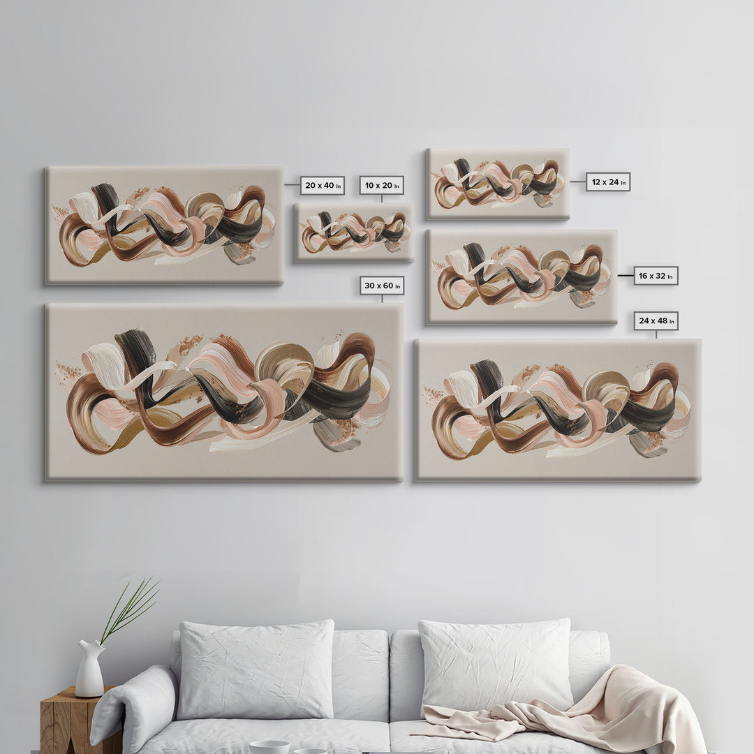 Hair Strands Turning into Abstract Ribbons Canvas Print, Hair Salon Art, Black Wall Art, Living Room Decor, Fine Art, Style, HSA-2x1-89
