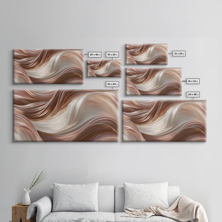 Abstract Hair Strands Forming Elegant Waves Framed Canvas Print, Hair Salon Art, Salon, Living Room Decor, Fine Art, Style, HSA-2x1-95