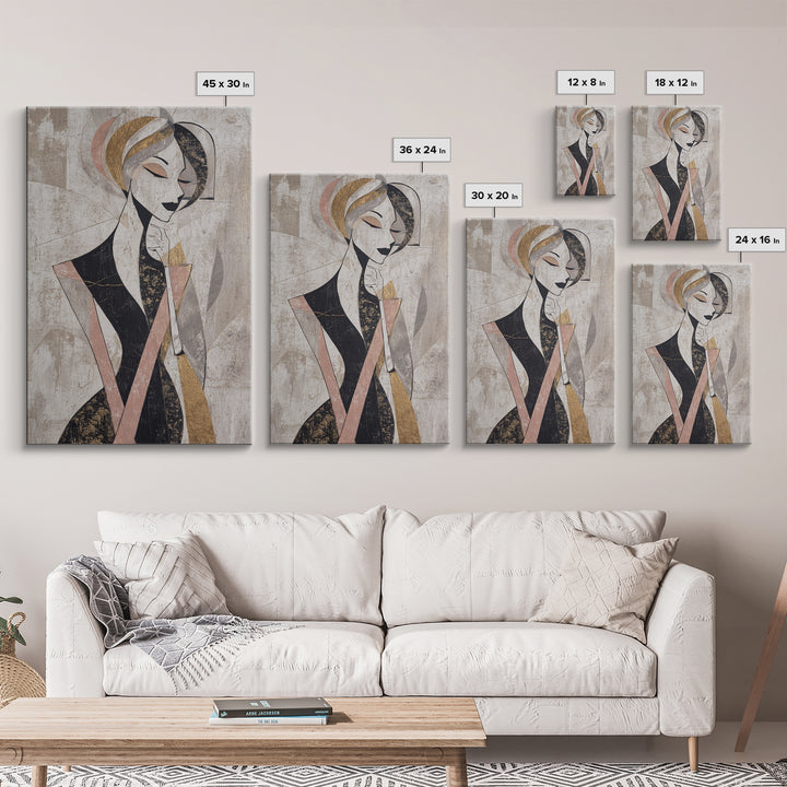 Black and White Line Art Salon Figure Canvas Print, Hair Salon Art, Home Decor, Living Room Decor, Fine Art, Style, HSA-2x3-15