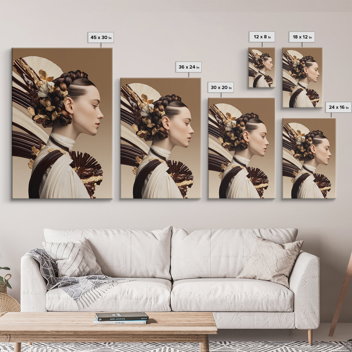Braided Hairstyle Study Framed Canvas Print, Hair Salon Art, Gallery Decor, Living Room Decor, Fine Art, Style, Wall Art, HSA-2x3-19