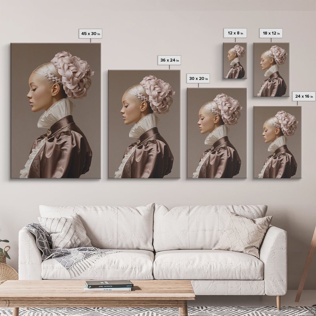 Braided Hairstyle Study Framed Canvas Print, Hair Salon Art, Contemporary Art, Living Room Decor, Fine Art, Style, Modern Art, HSA-2x3-43