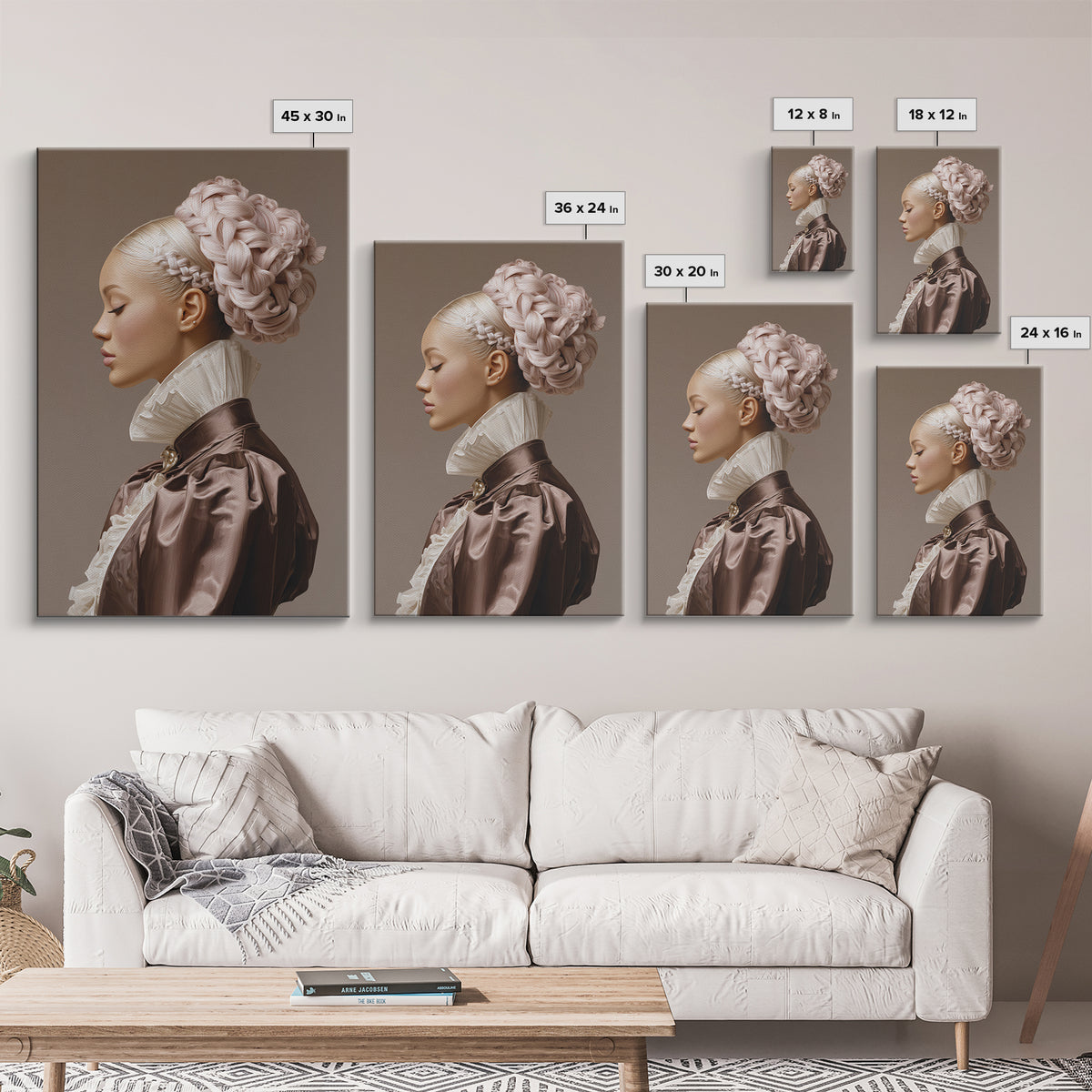 Braided Hairstyle Study Framed Canvas Print, Hair Salon Art, Contemporary Art, Living Room Decor, Fine Art, Style, Modern Art, HSA-2x3-43