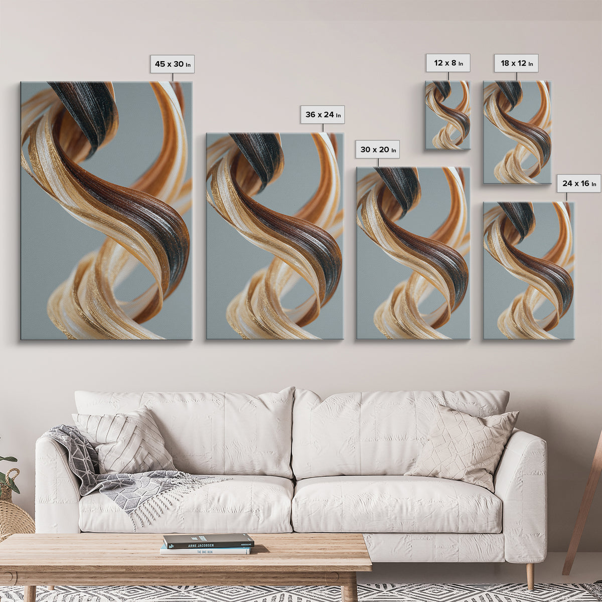 Hair Strands Turning into Abstract Ribbons Canvas Print, Hair Salon Art, Printable Wall Art, Living Room Decor, Style, HSA-2x3-53