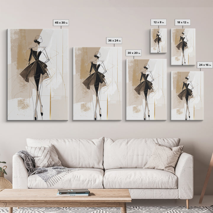 Black and White Line Art Salon Figure Framed Canvas Print, Hair Salon Art, Digital Prints, Living Room Decor, Fine Art, Style, HSA-2x3-63