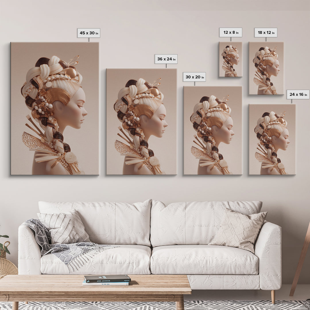Braided Hairstyle Study Canvas Print, Hair Salon Art, Art Print, Living Room Decor, Fine Art, Style, Black Owned Art, HSA-2x3-67