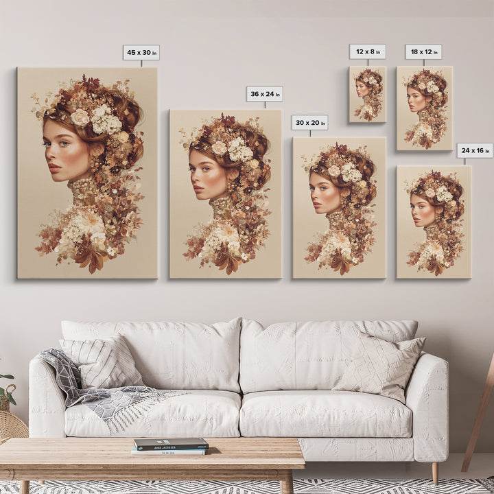 Botanical Hairstyle Portrait Canvas Print, Hair Salon Art, Digital Art, Living Room Decor, Style, Digital Download Art, HSA-2x3-86