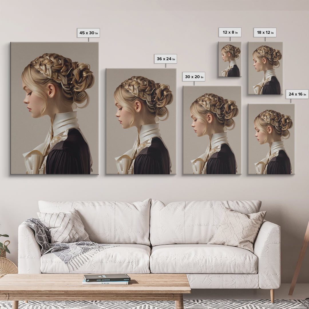 Braided Hairstyle Study Canvas Print, Hair Salon Art, Black Woman Art, Living Room Decor, Fine Art, Style, Hairdresser Gifts, HSA-2x3-91