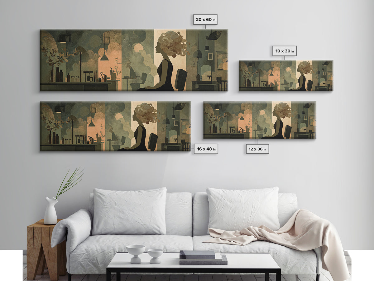 Copper Hair Silhouette Framed Canvas Print, Hair Salon Art, Art Print, Living Room Decor, Fine Art, Style, Black Owned Art, HSA-3x1-2