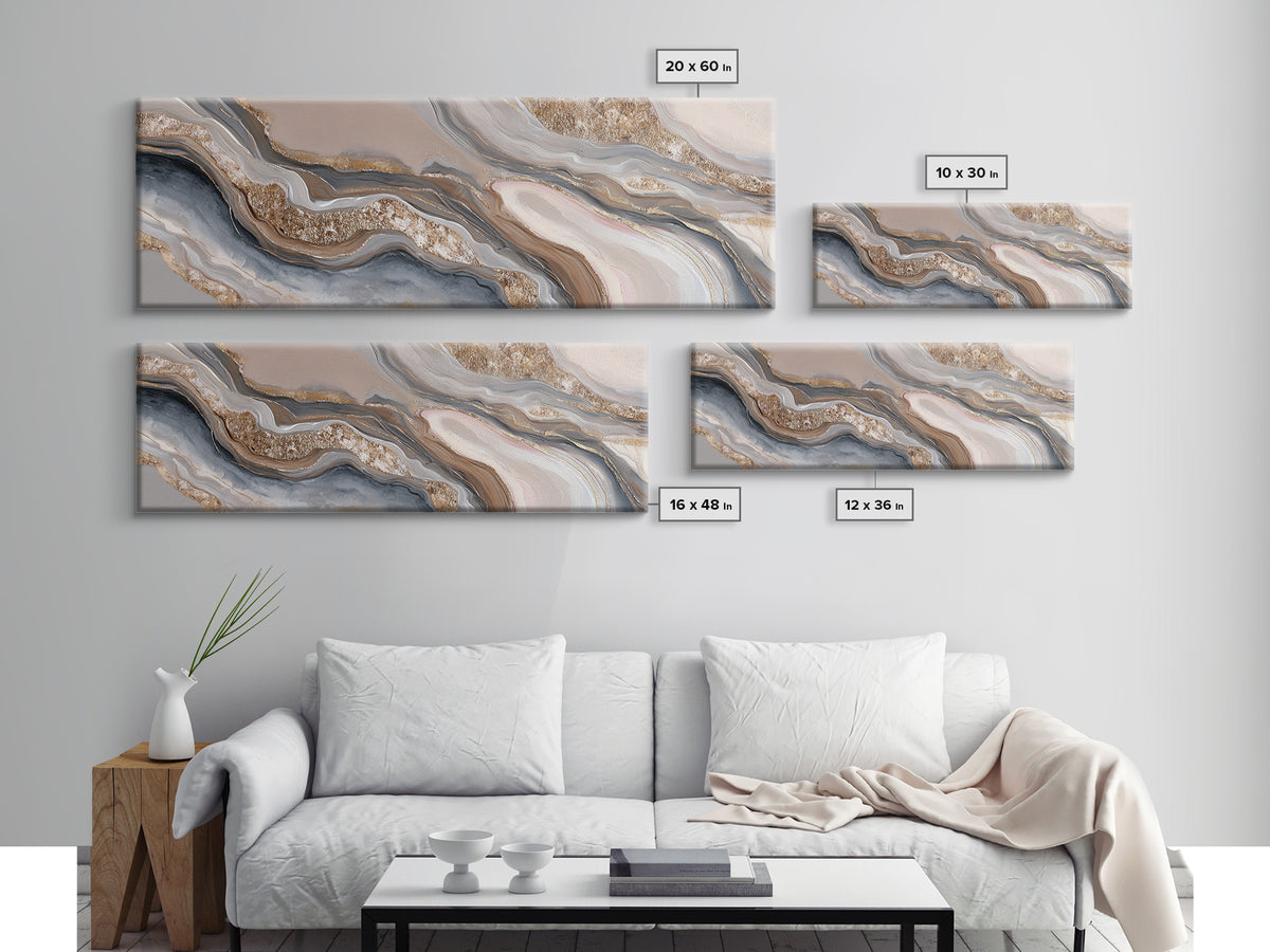 Abstract Hair Strands Forming Elegant Waves Canvas Print, Hair Salon Art, Art, Living Room Decor, Abstract Art, Style, HSA-3x1-43