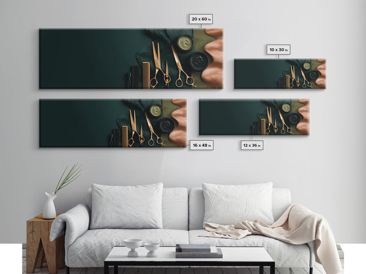 Copper Hair Silhouette Canvas Print, Hair Salon Art, Black Wall Art, Living Room Decor, Watercolor Art, Style, Afrocentric Art, HSA-3x1-50