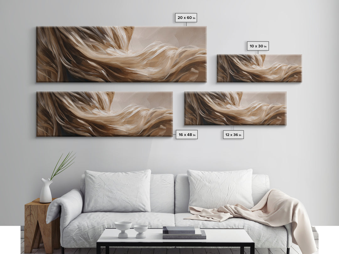 Blonde Waves Painted Framed Canvas Print, Hair Salon Art, Textured Painting, Living Room Decor, Fine Art, Style, Black Art, HSA-3x1-56