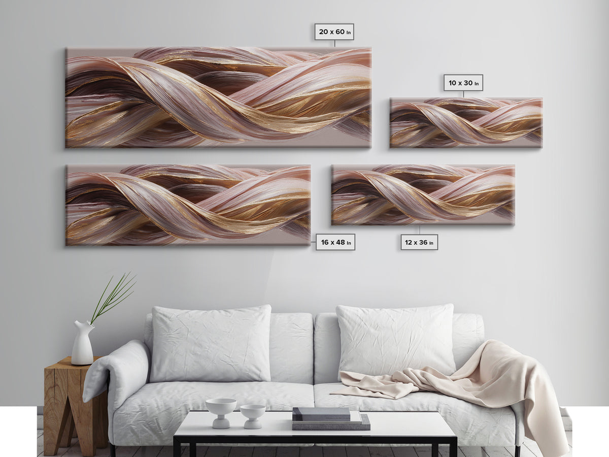 Hair Strands Turning into Abstract Ribbons Canvas Print, Hair Salon Art, Black Woman Wall Art, Living Room Decor, Abstract Art, HSA-3x1-61