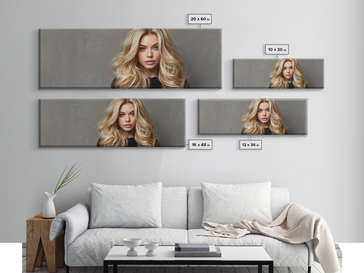 Blonde Waves Painted Canvas Print, Hair Salon Art, Afrocentric Art, Living Room Decor, Fine Art, Style, Statement Artwork, HSA-3x1-8
