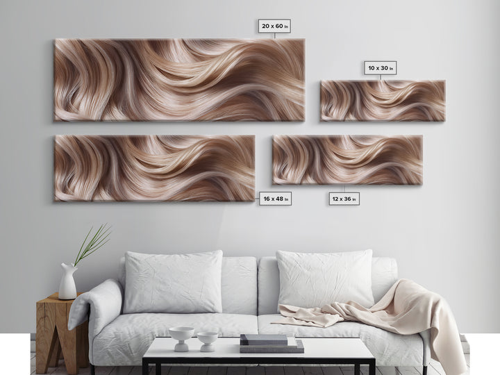 Blonde Waves Painted Canvas Print, Hair Salon Art, Art, Living Room Decor, Fine Art, Style, Black Art Prints, African Art, HSA-3x1-80
