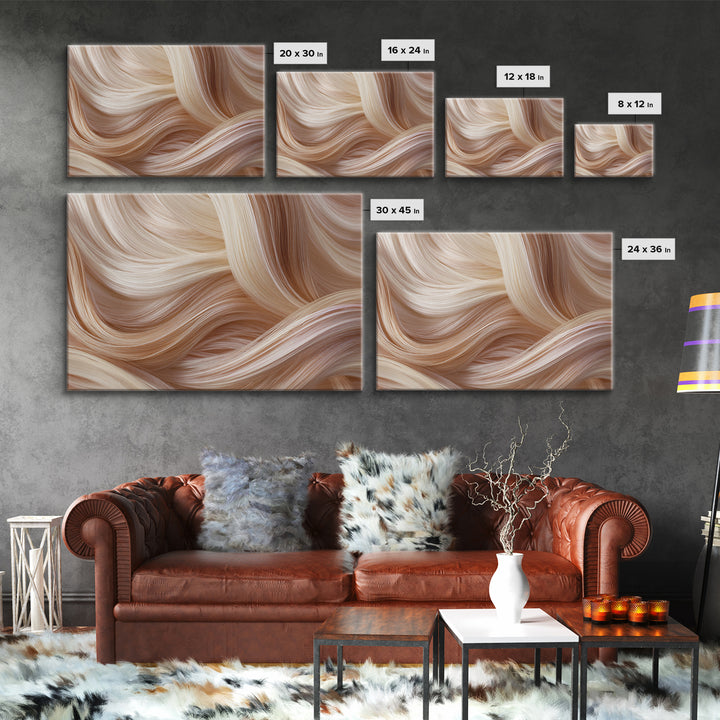 Blonde Waves Painted Framed Canvas Print, Hair Salon Art, Black Art Prints, Living Room Decor, Style, Hairdresser Gift, HSA-3x2-20