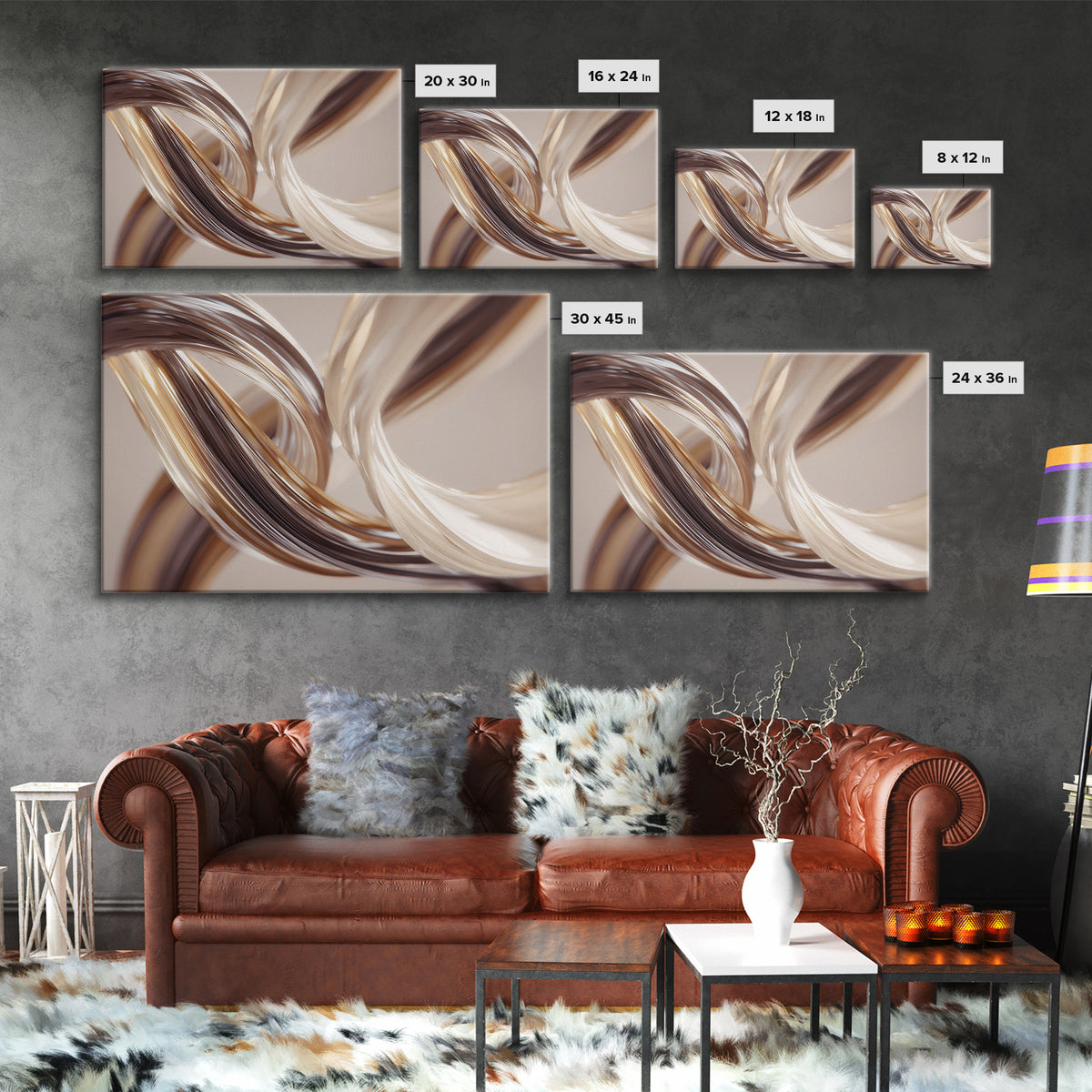 Hair Strands Turning into Abstract Ribbons Framed Canvas Print, Hair Salon Art, Digital Download Art, Living Room Decor, Style, HSA-3x2-25