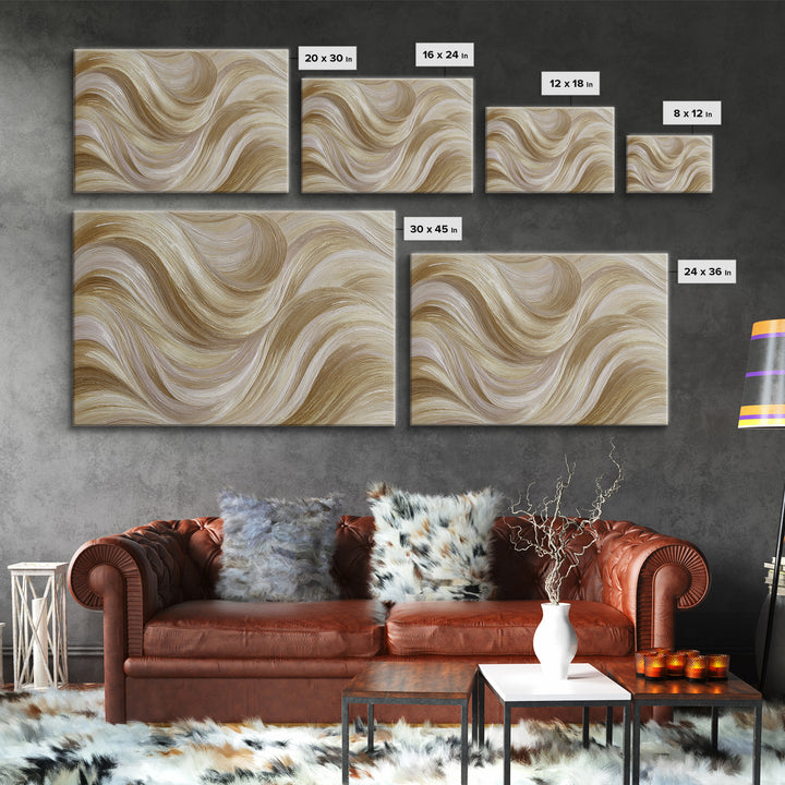 Abstract Hair Strands Forming Elegant Waves Framed Canvas Print, Hair Salon Art, Hairstylist, Living Room Decor, Abstract Art, HSA-3x2-31