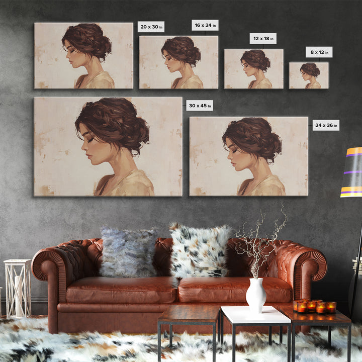 Braided Hairstyle Study Framed Canvas Print, Hair Salon Art, Gallery Decor, Living Room Decor, Fine Art, Style, Wall Art, HSA-3x2-39