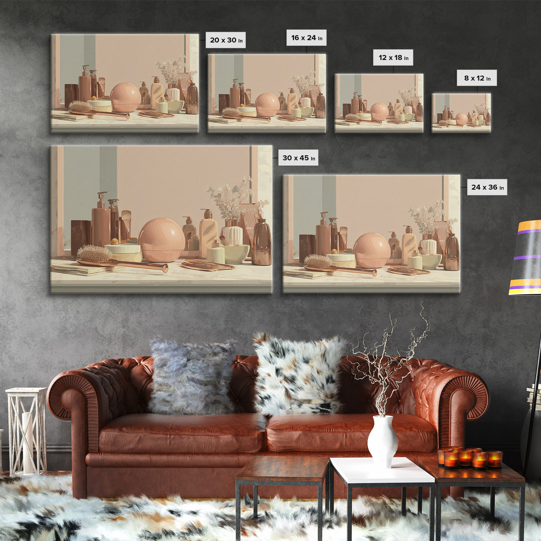 Rose Gold Salon Tool Still Life Canvas Print, Hair Salon Art, African American Art, Living Room Decor, Fine Art, Style, HSA-3x2-42