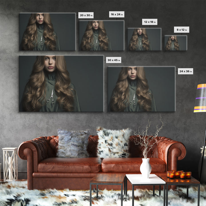 Copper Hair Silhouette Canvas Print, Hair Salon Art, Minimalist Wall Art, Living Room Decor, Fine Art, Style, Hair Stylist, HSA-3x2-62