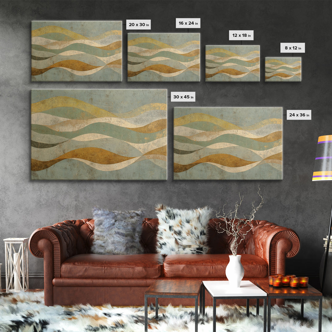 Abstract Hair Strands Forming Elegant Waves Framed Canvas Print, Hair Salon Art, Salon Sign, Living Room Decor, Abstract Art, HSA-3x2-79